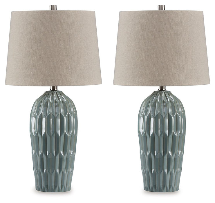 Hadbury - Pale Blue / Teal - Ceramic Table Lamp (Set of 2)