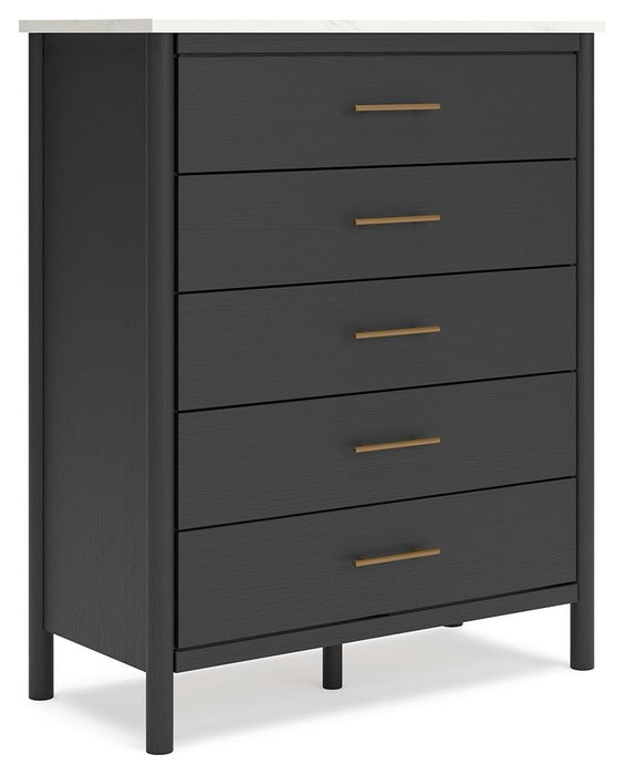 Cadmori - Black / White - Five Drawer Wide Chest