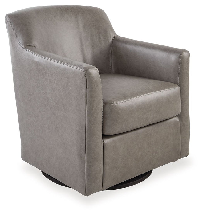 Bradney - Fossil - Swivel Accent Chair - Leather Match