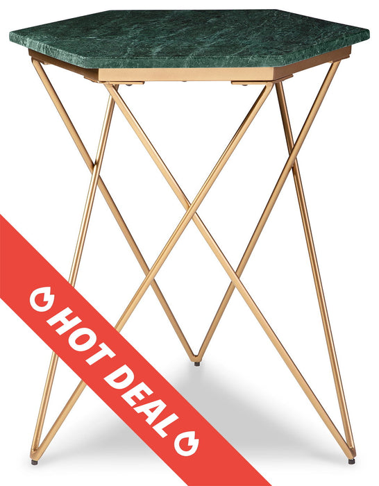 Engelton - Green / Gold - Accent Table