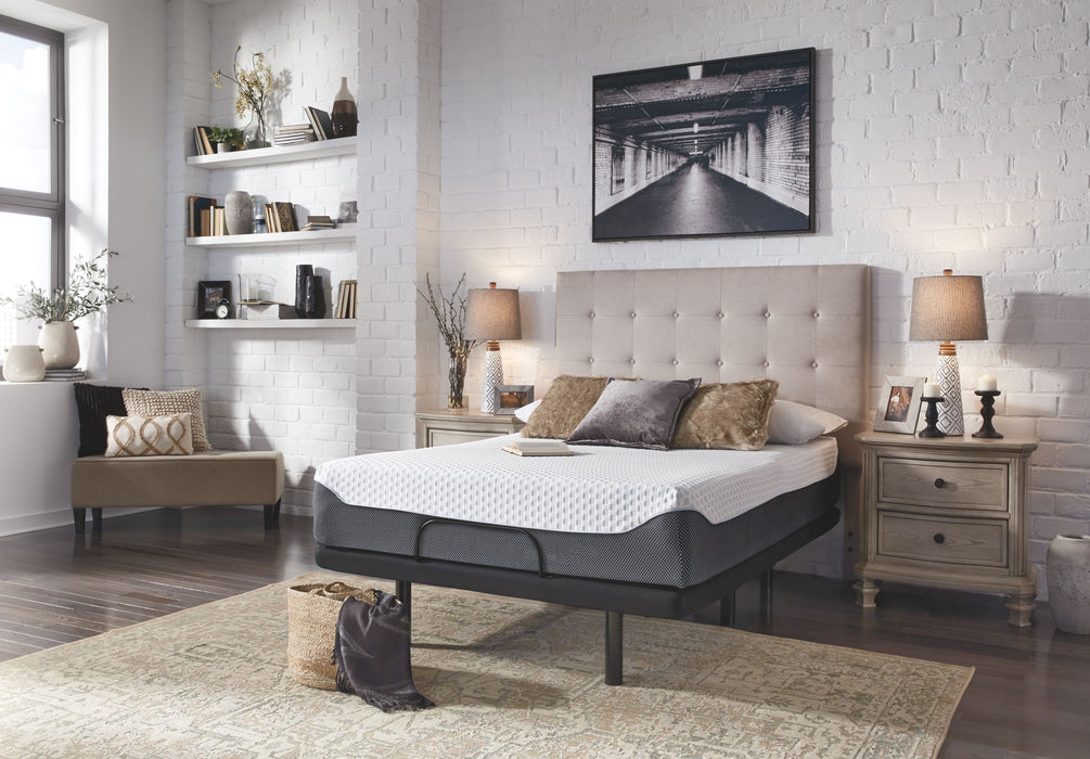 12 Inch Chime Elite - White / Gray- 2 Pc. - Plush Queen Mattress, Adjustable Base