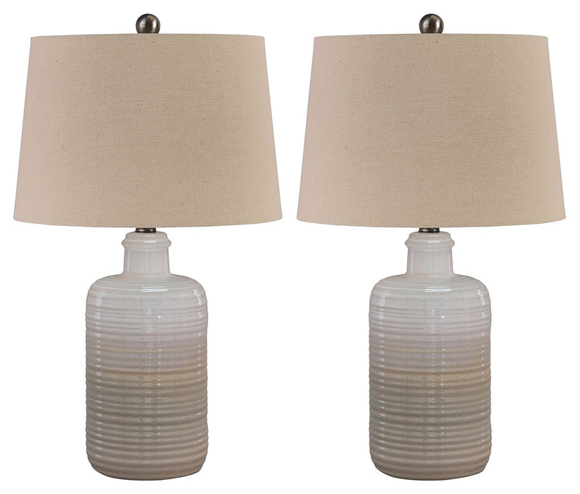 Marnina - Taupe - Ceramic Table Lamp (Set of 2)