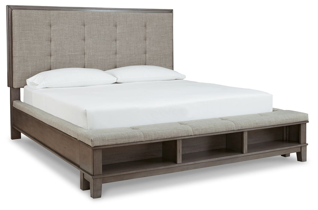 Hallanden - Gray - King Upholstered Rails