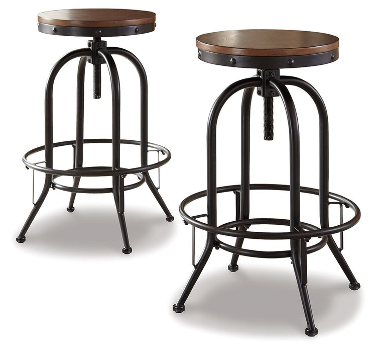 Valebeck - Brown / Black - Tall Swivel Barstool (Set of 2)