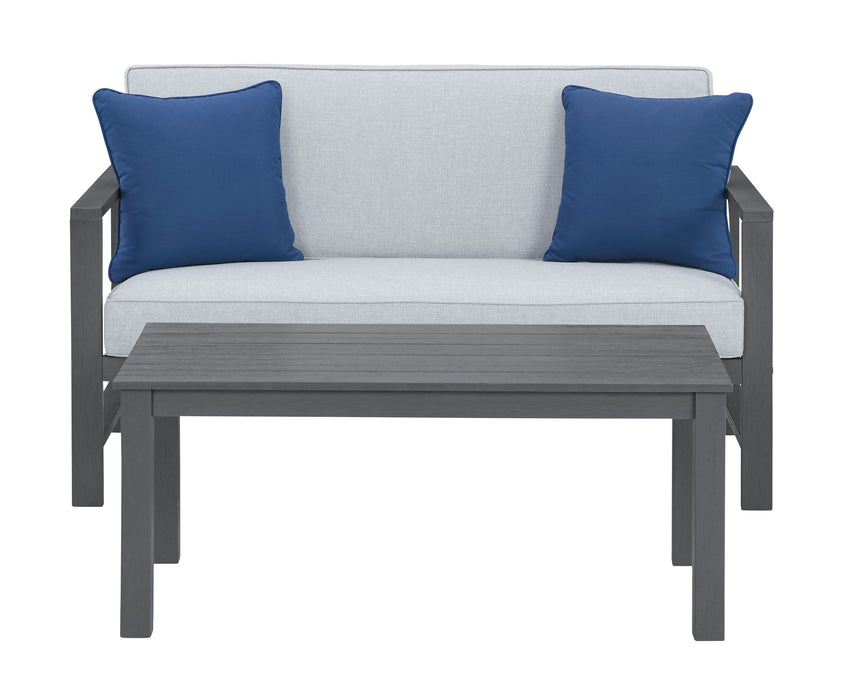 Fynnegan - Gray - Loveseat W/Table (Set of 2)
