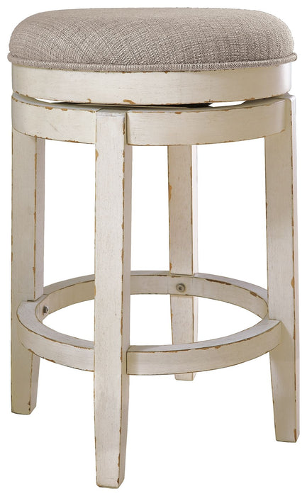 Realyn - Chipped White - Uph Swivel Stool