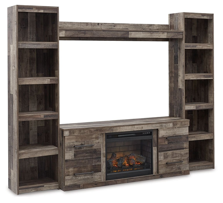 Derekson - Multi Gray - 4-Piece Entertainment Center With Electric Fireplace