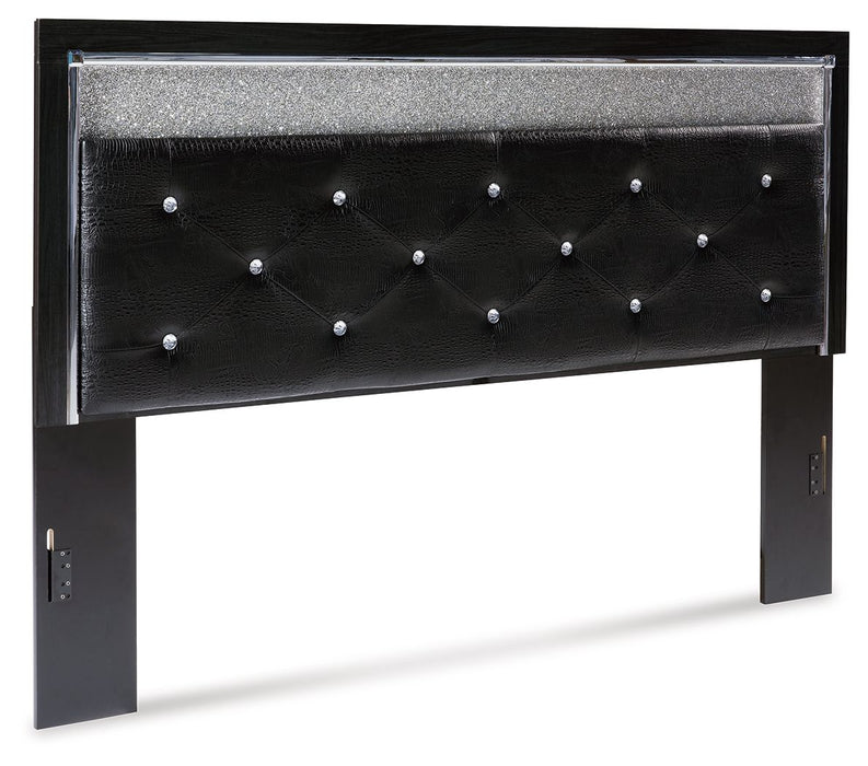 Kaydell - Black - King/Cal King Uph Panel Headboard - Glitter Details