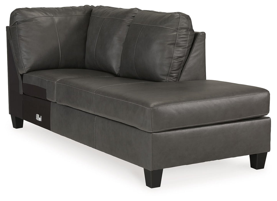 Valderno - Fog - Raf Corner Chaise - Leather Match
