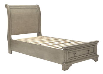 Lettner - Light Gray - Twin Storage Ftbd W/Roll Slats