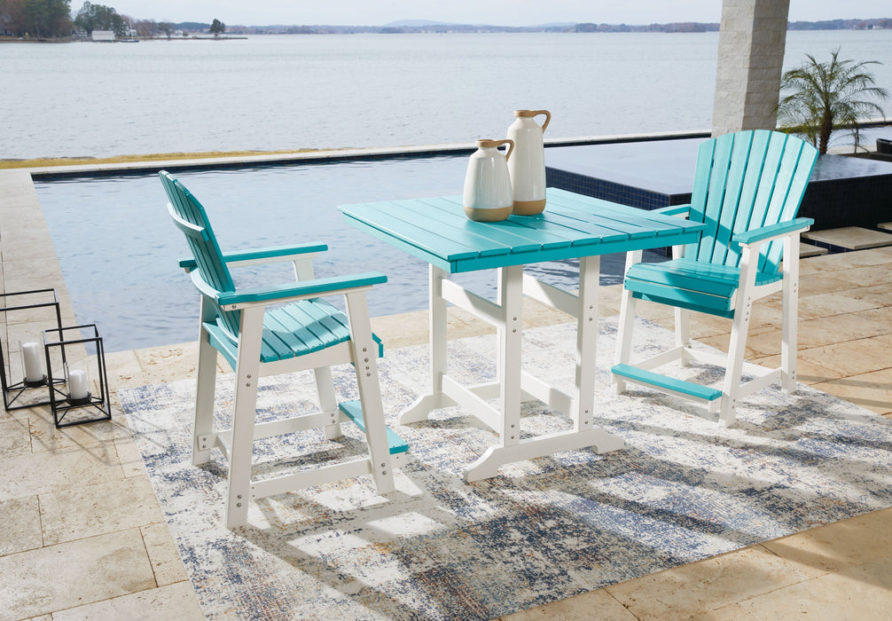 Eisely - Turquoise / White - 3 Pc. - Dining Set With Barstools