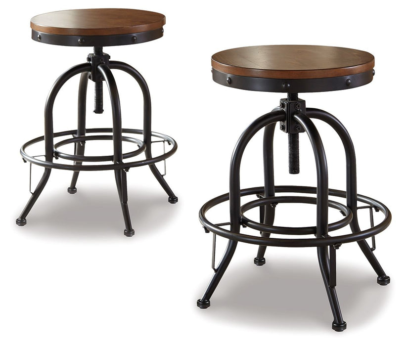 Valebeck - Brown / Black - Swivel Barstool (Set of 2)