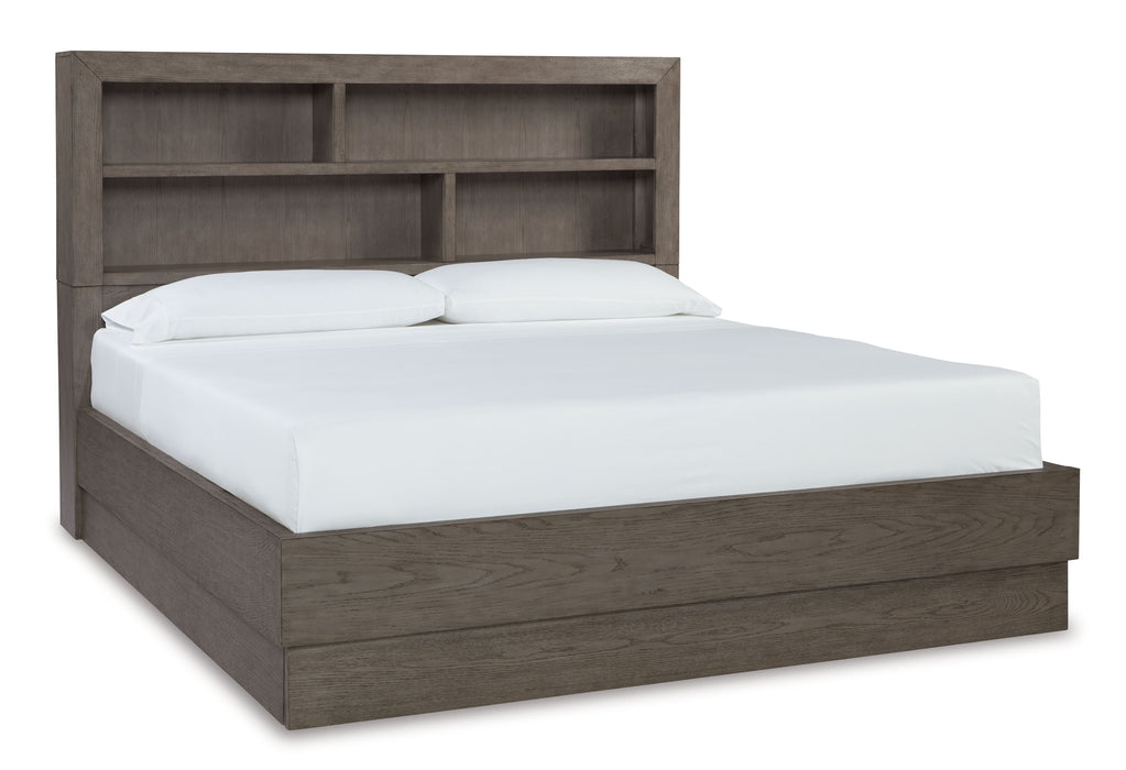 Anibecca - Weathered Gray - Cal King Uph Footboard W/Rails