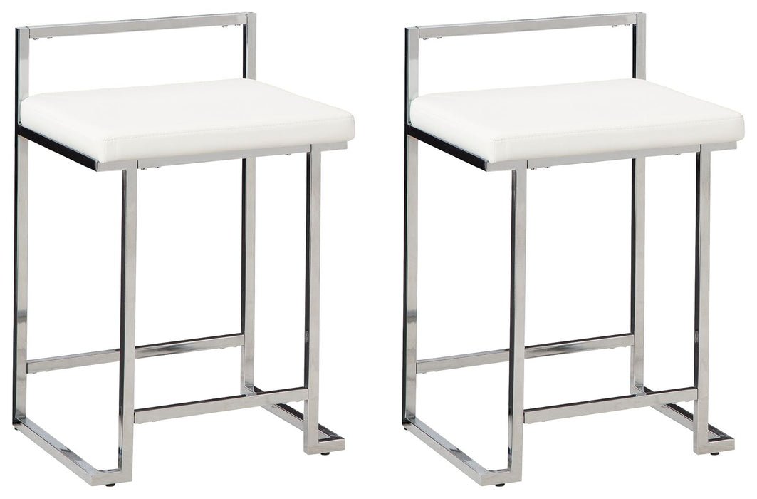 Madanere - White / Chrome Finish - Upholstered Stool (Set of 2)