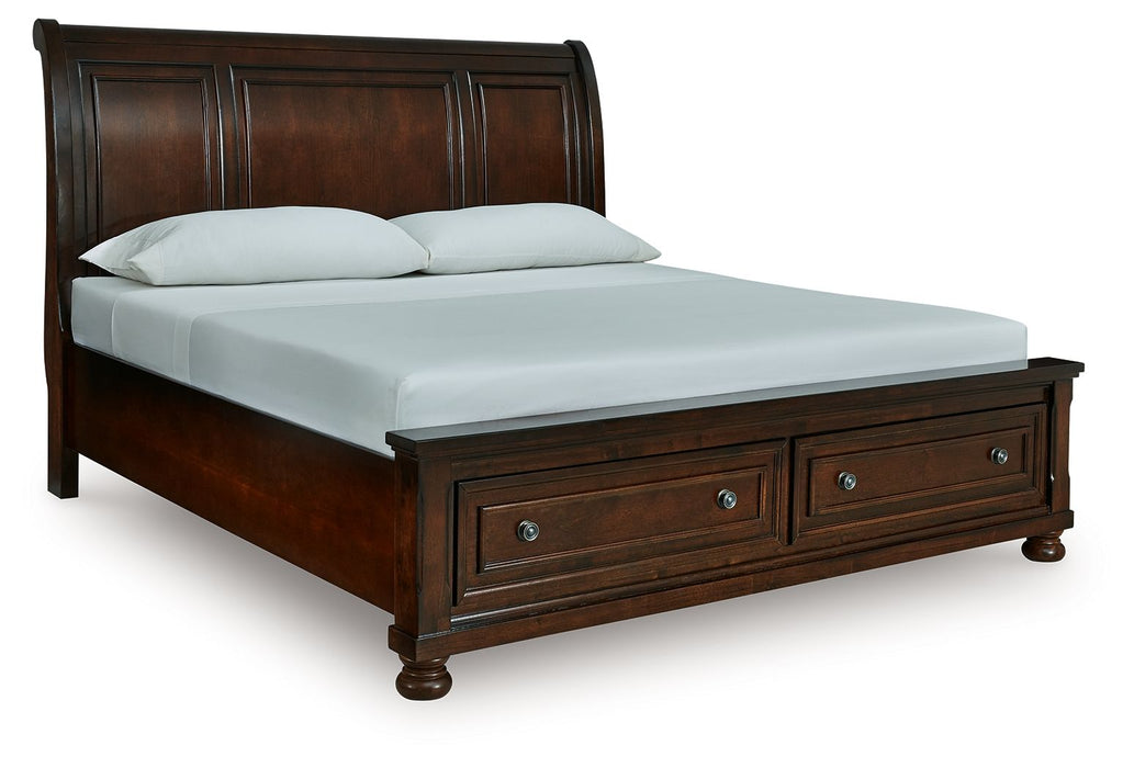 Porter - King Sleigh Storage Bed - Rustic Brown