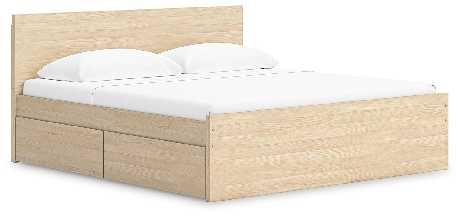 Onita - King Panel Platform Bed With Storage - Natural