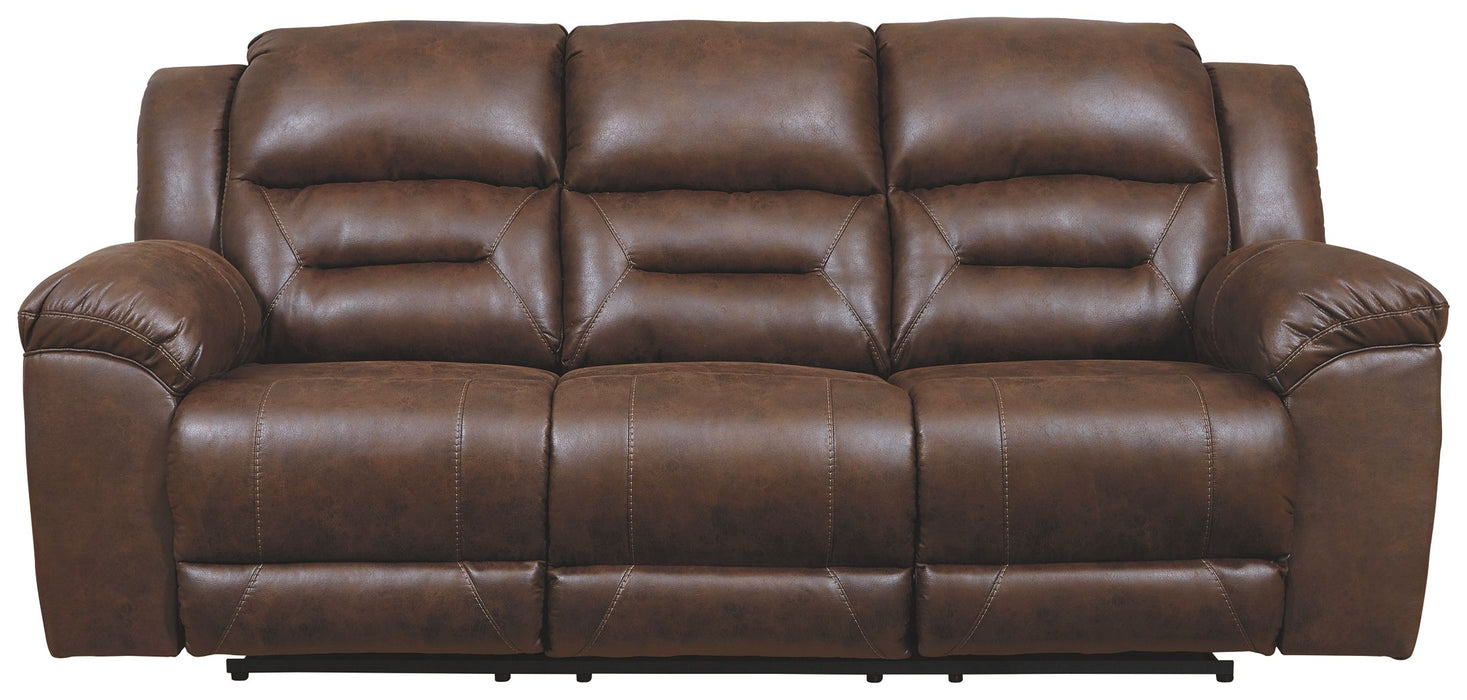Stoneland - Power Reclining Sofa - Faux Leather - Chocolate