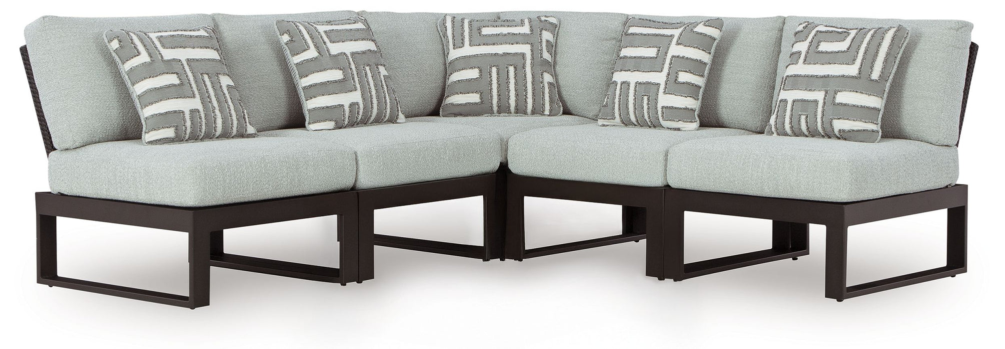 Beachloft - 5-Piece Outdoor Sectional - Black / Gray