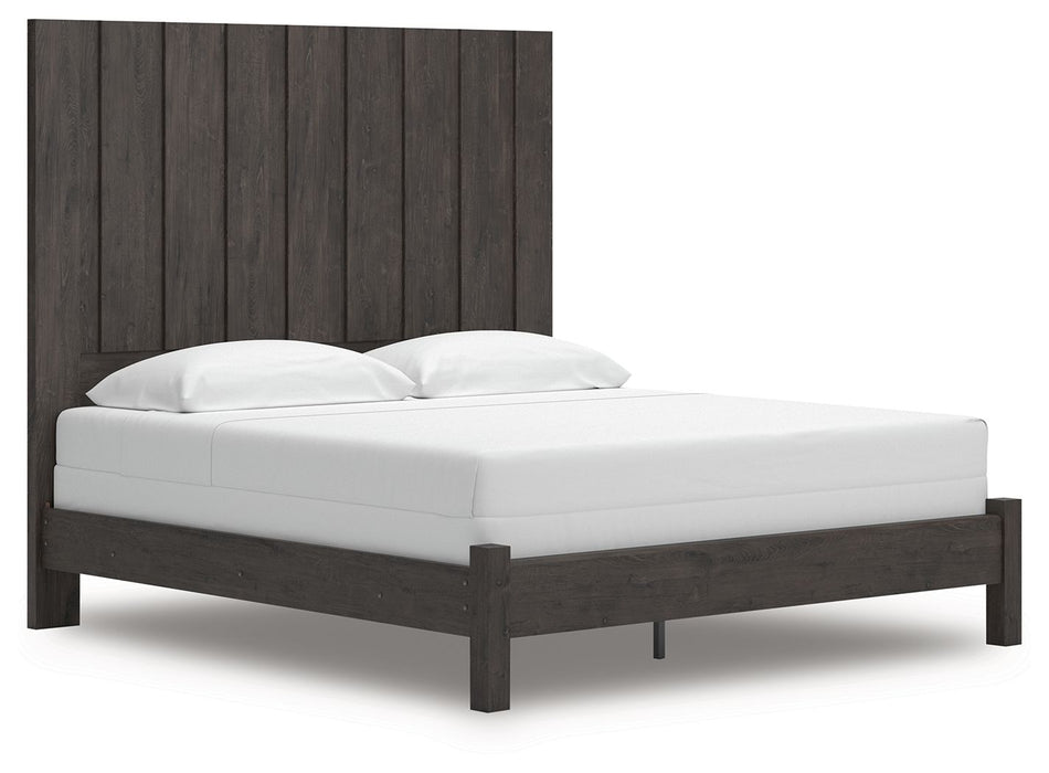 Fraluna - King Panel Bed - Charcoal