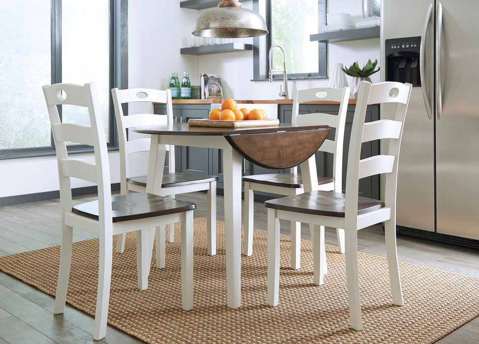 Woodanville - 5 Pc. - Drop Leaf Table, 4 Side Chairs - Cream / Brown