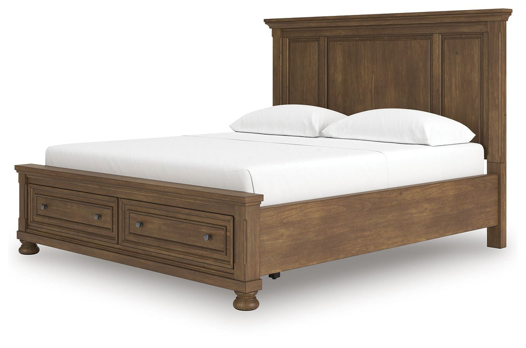 Feddinger - California King Panel Storage Bed - Medium Brown