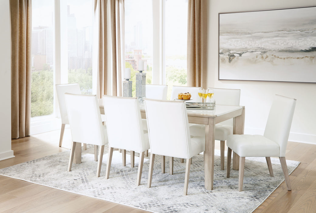 Wendora - Bisque / White - 9 Pc. - Dining Room Table, 8 Side Chairs