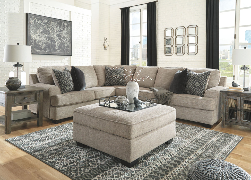 Bovarian - Stone - 4 Pc. - Right Arm Facing Loveseat 3 Pc Sectional, Ottoman