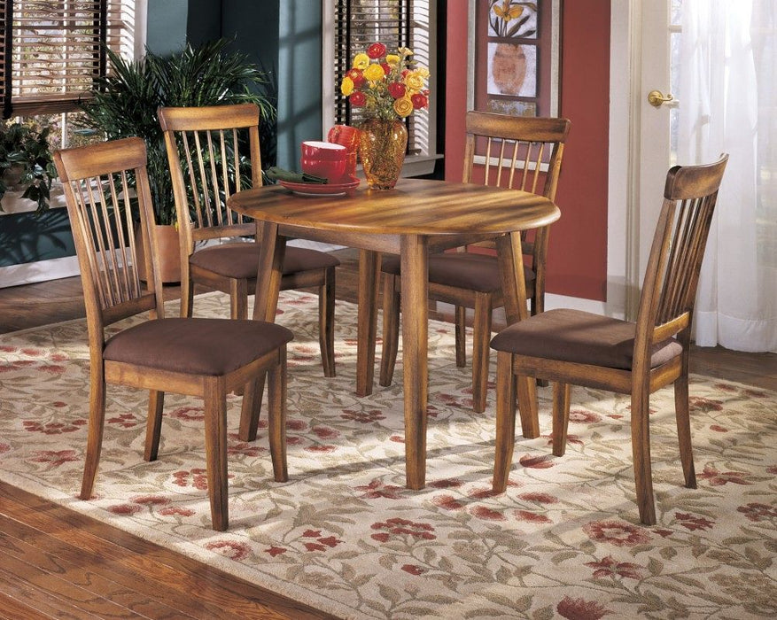 Berringer - Rustic Brown - 5 Pc. - Drop Leaf Table, 4 Side Chairs