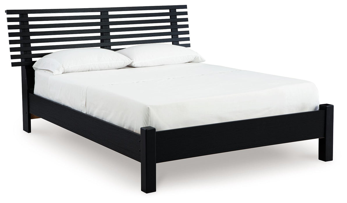Danziar - Full Slat Panel Bed With Low Footboard - Black