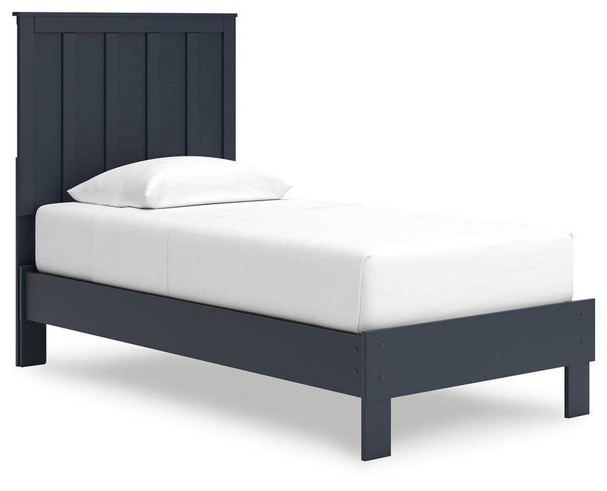 Simmenfort - Twin Platform Bed With Panel Headboard - Navy Blue