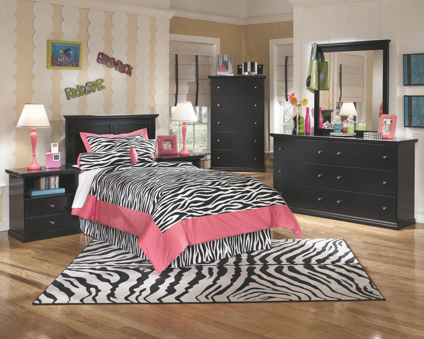 Maribel - Black - 4 Pc. - Dresser, Mirror, Chest, Twin Panel Headboard