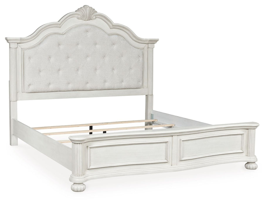Montelaine - King Upholstered Panel Bed - Antique White
