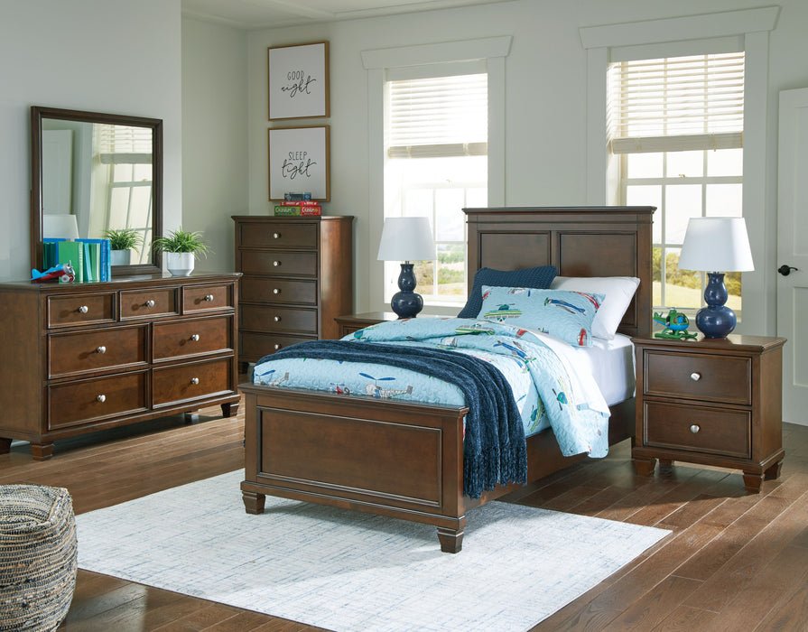 Danabrin - 5 Pc. - Dresser, Mirror, Twin Panel Bed - Brown
