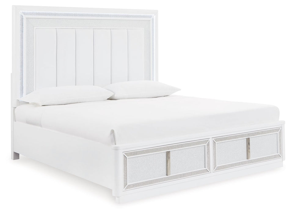 Chalanna - California King Upholstered Storage Bed - White