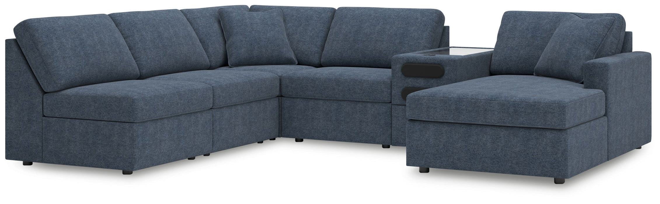 Modmax - 6-Piece Sectional With Raf Corner Chaise And Audio System Console - Ink