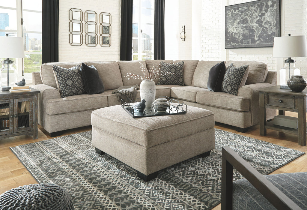 Bovarian - Stone - 4 Pc. - Left Arm Facing Loveseat 3 Pc Sectional, Ottoman