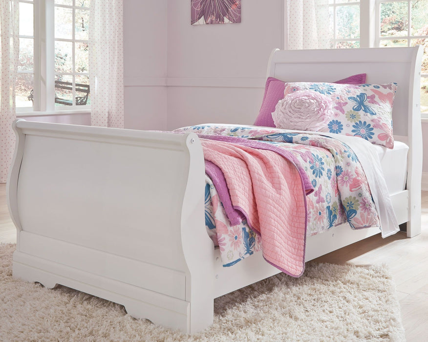 Anarasia - Twin Sleigh Bed - White