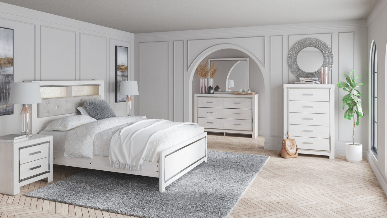 Altyra - 7 Pc. - Dresser, Mirror, Queen Panel Bookcase Bed, 2 Nightstands - White
