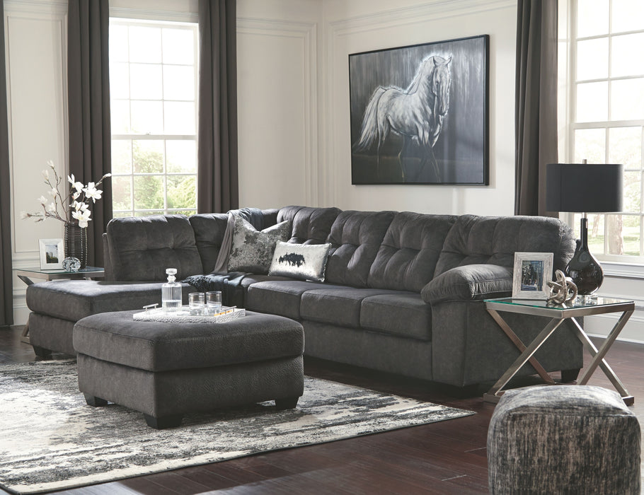 Accrington - Granite - 3 Pc. - Left Arm Facing Corner Chaise 2 Pc Sectional, Ottoman