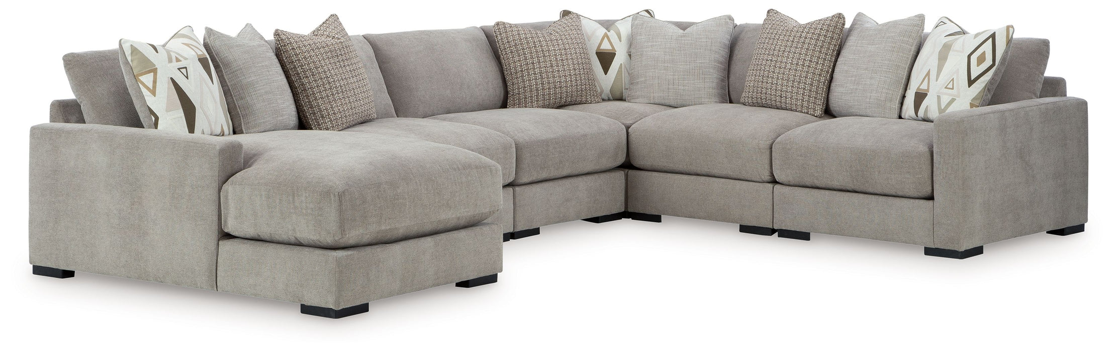 Aslan Court - 6-Piece Sectional With LAF Corner Chaise - Pebble