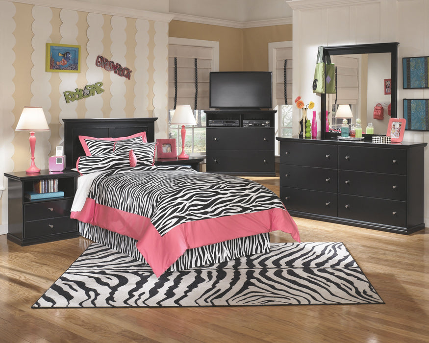 Maribel - Black - 3 Pc. - Dresser, Mirror, Twin Panel Headboard