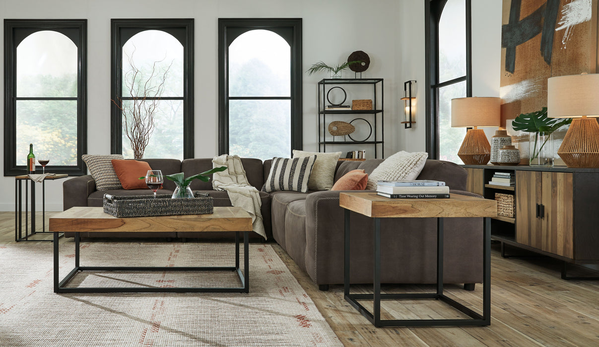 Allena - Gunmetal - 6 Pc. - Corner Chairs 5 Pc Sectional, Ottoman