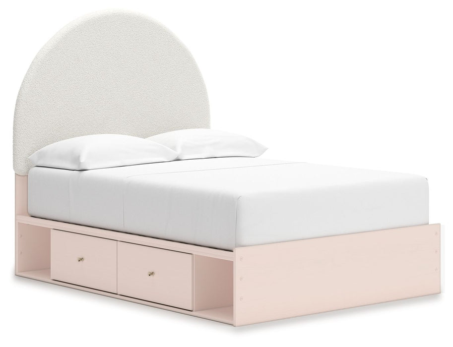 Wistenpine - Full Upholstered Panel Bed With Under Bed Storage - Blush