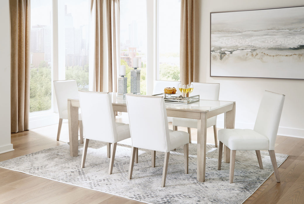 Wendora - Bisque / White - 7 Pc. -dining Room Table, 6 Side Chairs