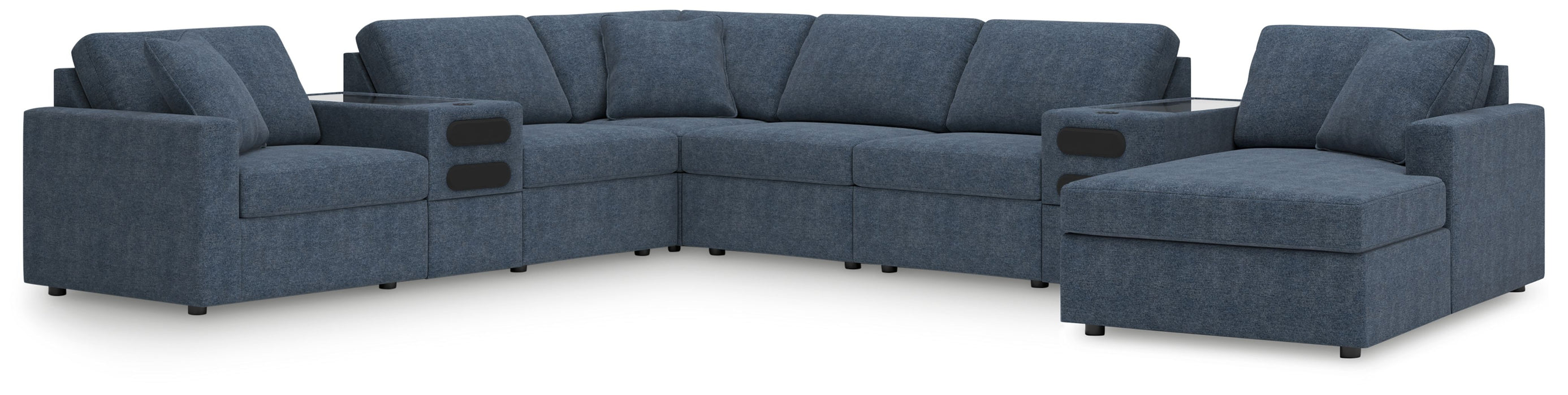 Modmax - 8-Piece Sectional With Raf Corner Chaise And Audio System Consoles - Ink
