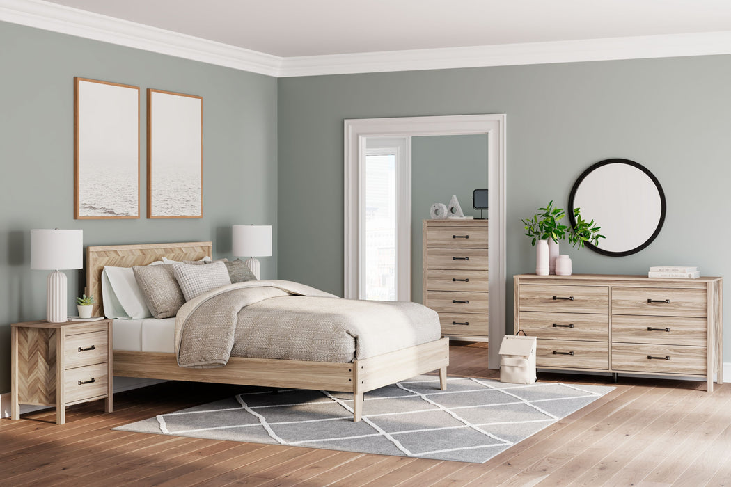 Battelle - Tan - 4 Pc. - Dresser, Chest, Full Panel Platform Bed