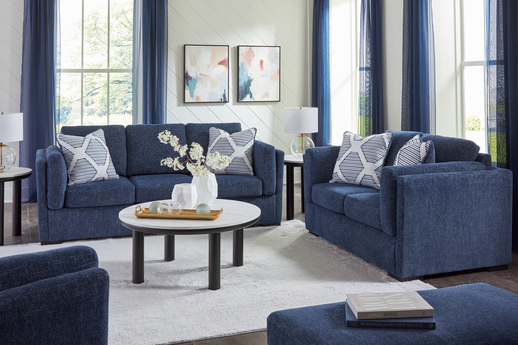 Evansley - Navy - 4 Pc. - Sofa, Loveseat, Chair And A Half, Ottoman