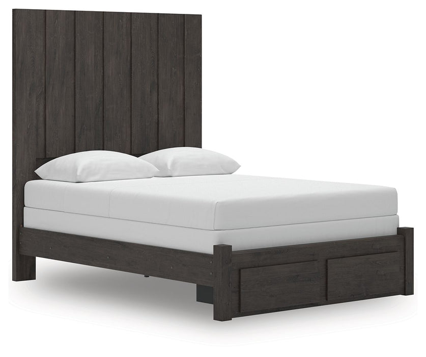 Fraluna - Queen Panel Storage Bed - Charcoal