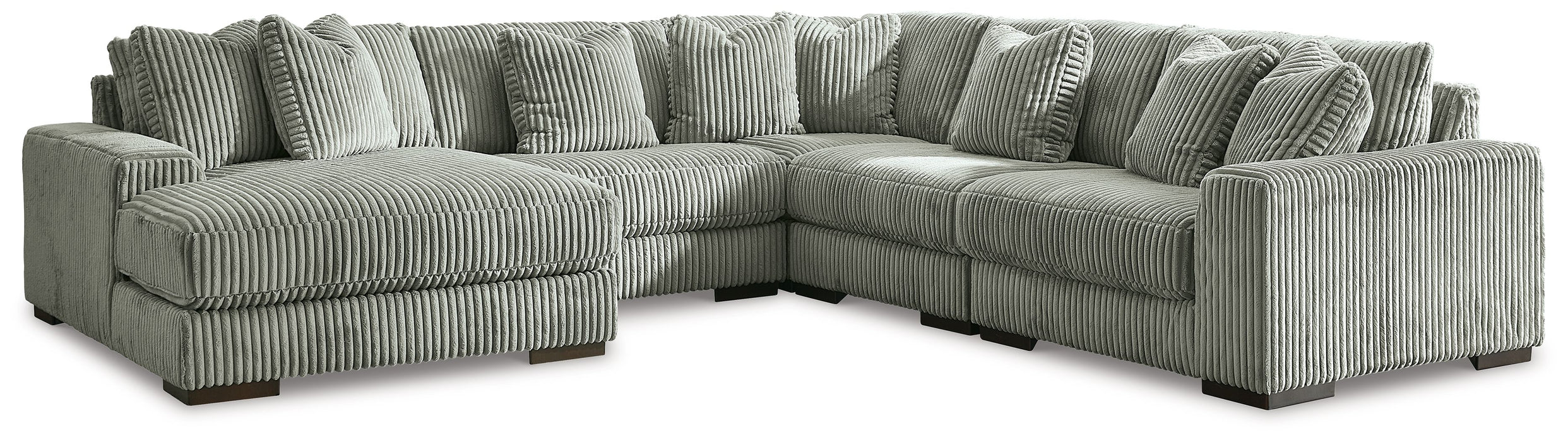 Lindyn - Left Arm Facing Corner Chaise 5 Pc Sectional - Fog