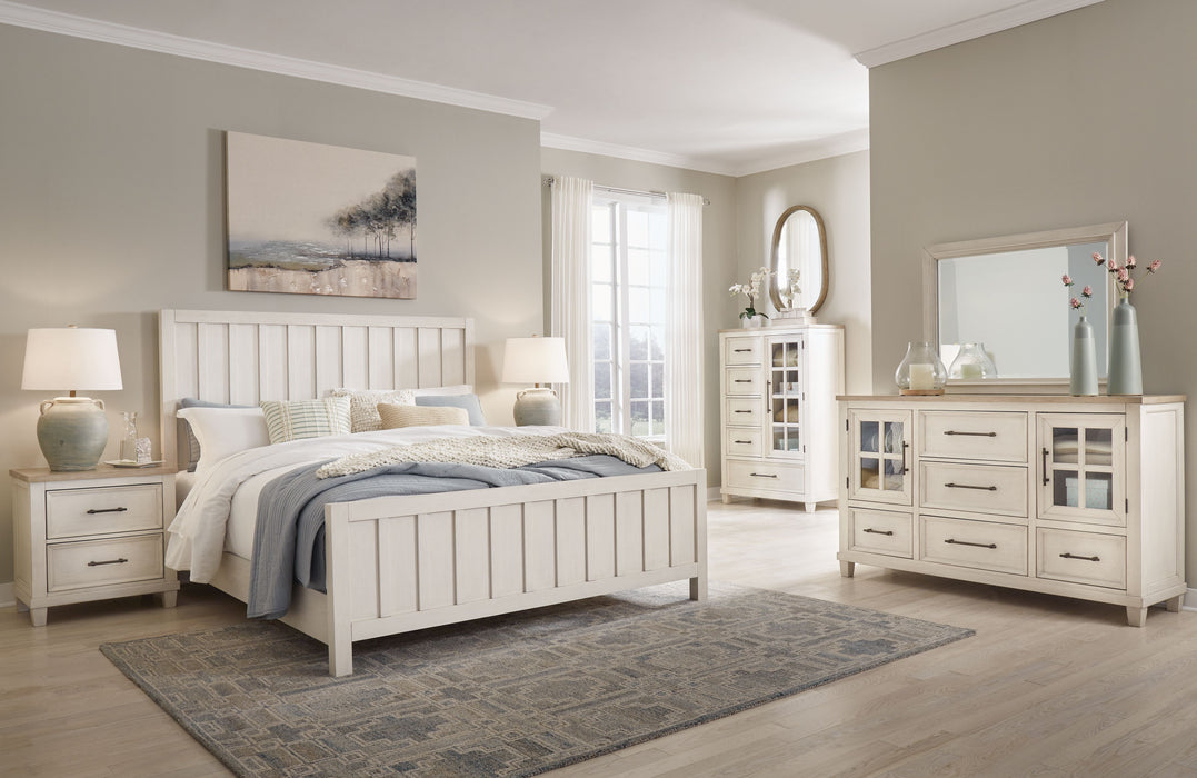 Shaybrock - 7 Pc. - Dresser, Mirror, Chest, Queen Panel Bed, 2 Nightstands - Antique White